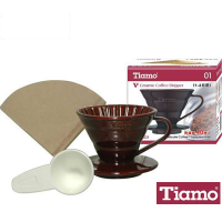 Tiamo V01 1-2人陶瓷濾杯附濾紙40(咖啡色)HG5031