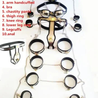 Chastity Belt Male 10pcs/Set Stainless Steel Male Chastity Belt Device Sex Toys For Men Handcuffs Bdsm Male Chastity Belt Men