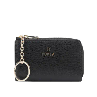 【FURLA】Camelia L 型拉鍊附鑰匙圈零錢/卡夾包(黑色)