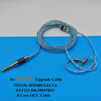 Silver Plated Earphones for DUNU Cable TITAN S DM480 EST112 SA4 DK3001PRO SA3 SA6 8 Core, Upgrade OCC 4.4mm Balance 2.5 with MIC