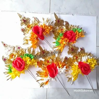Hiasan rambut Bunga Gonjer Emas Cucuk tusuk jepit rambut Orange Hijau