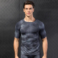 Short Sleeve Quick Dry Tshirt Men Compression Shirts Fitness Training Tights Sport Tops Jogging Sportswear Exercise Gym Clothing