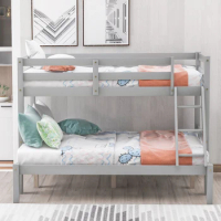 Bunk Bed, Twin-Over-Full Wood Bed Frame For Kids Aldult