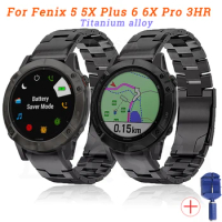 26 22mm For Garmin Fenix 5 5X Plus 6 6X Pro 3HR 935 Wristband Titanium Alloy Watch Strap Bracelet Smart Watches Accessory Correa