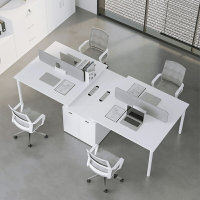 簡約現代白色四人辦公桌職員桌工位設計師雙人員工辦公桌椅4人位