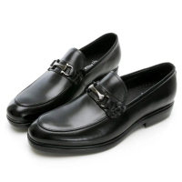 【GEORGE 喬治皮鞋】MODO系列 舒適真皮輕量馬蹄釦樂福鞋 -黑215004BW10