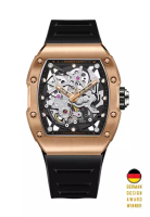 Bonest Gatti 自動中性不鏽鋼手錶，橡膠錶帶