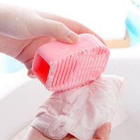 糖果色手握式加厚硅膠洗衣刷 迷你洗衣板 小號塑料硅膠材質搓衣板