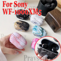 Fashion Cool Case for Sony Earbuds WF-1000XM5 Cover Creative Marble Hard Case Earphone 1000XM5 Wireless Charging Funda Cover