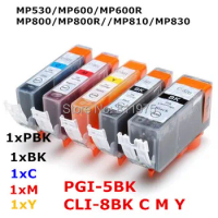 5 ink PGI 5 CLI 8 5color compatible ink cartridge For canon PIXMA MP530 MP600 MP600R MP800 MP800R MP810 MP830 printer full ink