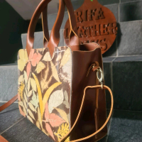 Rifa tas wanita kulit ecoprint