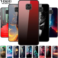 For Xiaomi Redmi Note 9 Pro Case 9S Glass Hard Phone Cover for Xiaomi Redmi Note 9 Case Tempered Note 9 S Wolf Luxury Protective