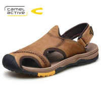 Camel Active Genuine Leather Summer Soft Male Sandals Shoes For Men Breathable Light Beach Casual Quality Walking Sandals 3369
