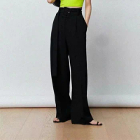 Spring and Summer New Fashion Big Ring Buckle Yuppie Flower Bud Mopping Casual Pants