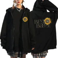 Benson Boone Sunflower Zipper Hoodies Fireworks & Rollerblades Tour Zip Up Sweatshirts Men Women Fas