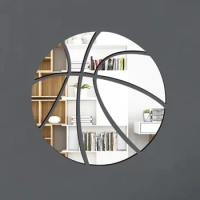 Creative Mirror Wall Sticker Art Basketball For Home Decoration Living Room Bedroom Acrylic Mirror Wallpaper