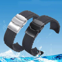 Waterproof Black Silicone Watch Band Replacement Citizen Tissot Seiko Arc Interface Watchband 1618 20 22 24 26mm Men's Bracelet