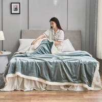 Ｗarm Duvet/Comforter/Quilt Cover Flannel Cashmere AB Side Solid Color Blue White Winter Blanket Throw Home Textile 150*200cm
