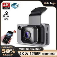 WiFi Car DVR 3.0 Inches Screen 4K&amp;1296P Dual Lens Rear View Dash Cam Vehicle Camera Video Recorder 24 Hours Parking Monitor