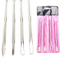4 Style Stainless Steel Nail Cuticle Pushe Nail Pusher Tweezer Nail Art Files UV Gel Polish Remove Care Clean Tools Accessories