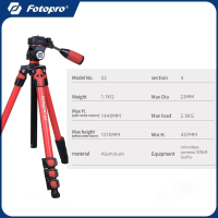 Fotopro S3 Camera Tripod DSLR Video Tripod Stand Phone Tripod MountPortable Bag 3 Way Head Invertabl