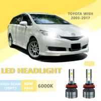 2PCS FOR TOYOTA wish 2003-2017 6000k H11 Super Bright Hi/Lo Beam Headlamp Lampu LED Headlight Bulb White Light