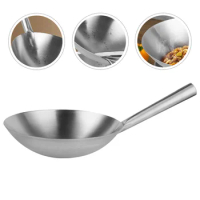 Stainless Steel Wok Durable With Handle Flat Woks Pan For Electric Stove Home Heavy Duty Induction