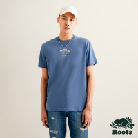 Roots 男裝-摩登都市系列 楓葉圖案T恤-藍紫色