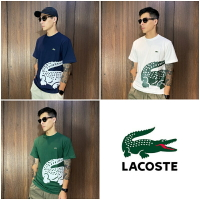 美國百分百【全新真品】Lacoste 短袖 棉質 T恤 鱷魚 上衣 T-shirt 印花 logo 三色 CN27