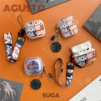 Threebase Case For AirPods 3 Gen 2 pro2 Suga AgustD Samsung Buds2 pro Cover With Keychain Lanyard Portable ShockProof Protective