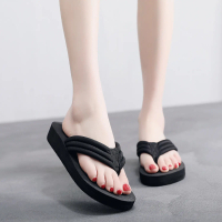 3cm Handmade DIY women's flip-flops with fabric straps, beach shoes, wedge sandals, wholesale wedge 