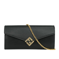 【FENDI 芬迪】FF Diamonds 防刮小牛皮鍊帶WOC(黑色)