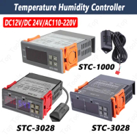STC-3028 STC-1000 Temperature Humidity Controller Home Fridge Thermostat Humidistat Thermometer Hygrometer DC12V/24V AC110-220V