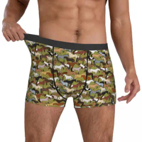 Horse Print Underwear Wild Animal Men Panties Printed Funny Boxer Shorts Quality Boxer Brief Big Size 2XL