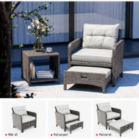 5 Pieces Wicker Patio Furniture Set Outdoor Patio Chairs with Ottomans Conversation Furniture with coffetable for Poorside