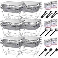 Disposable Chafing Dish Buffet Set, Catering Supplies Buffet Display, Complete Premium Set, Half Size Single Pan, Warming Trays