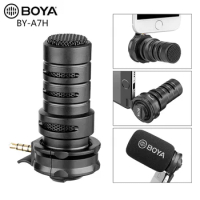 BOYA BY-A7H Condenser Video Vlogging Recording Microphone 3.5mm Interface for iPhone Samsung Huawei IGTV Youtube Live Show