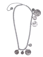 Chanel Pre-loved Chanel Ruthenium Chain Necklace With 9 Round Coins Charm