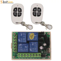 Sleeplion 24V 4 Ch RF Wireless Remote Control Switch Relay Remote Relay Switch 24V 4CH Module Board 315MHz/433MHz Learn Code