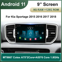 9" 2 Din 8G RAM 128G ROM for Kia Sportage 2015 2016 2017 2018 Android 11 Car Multimedia Navigation GPS Radio AHD reverse camera