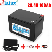 24V 7S4P 100000mAh high power 50Ah 18650 lithium battery with BMS 29,4v electric bicycle battery for various tools+charger