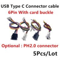 6Pin USB Type C Connector Jack Female With card buckle 3A High Current Charging Jack Port USB-C Charger Plug Socket 6P