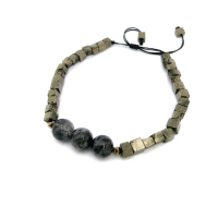 Pyrite ไพไรต์​ 4​ mm.​ ไหมดำ​ 8mm