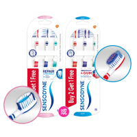 【SENSODYNE 舒酸定】抗敏護齦軟毛/抗敏修復超軟毛牙刷 3入x4(共12入 二款任選-顏色隨機)