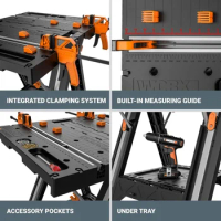 Worx Pegasus 2-in-1 Folding Work Table&amp;Sawhorse, Easy Setup Portable Workbench,Worktable with Heavy-Duty Load Capacity,WX051