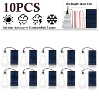 1-10Pcs 5V 15W 300LM Solar Lighting Bulb Portable Solar Power Panel Battery Charger Energy Saving Outdoor Lamp USB Rechargable