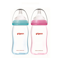 【Pigeon貝親 官方直營】矽膠護層寬口母乳實感玻璃奶瓶160ml(2色)