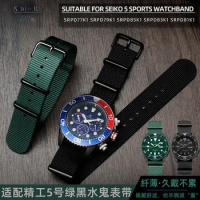 For Seiko Watch Strap Seiko No. 5 Sports Green Black Water Ghost Nylon Watch Band Srpd 79 77k1 Trendy Nylon 20 22mm