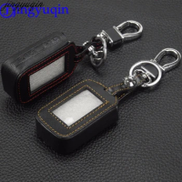 Jingyuqin 4 Buttons Remote Leather Key Cover Case Key Chain For Starline E60 E61 E62 E90 E91 2 Way Car Alarm System Remote
