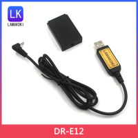 QC USB DR-E12 DC Coupler Fake Battery Drive ACKE12 ACK-E12 CA-PS700 USB Cable Adapter for Canon EOS M M2 M10 M50 M100 Camera